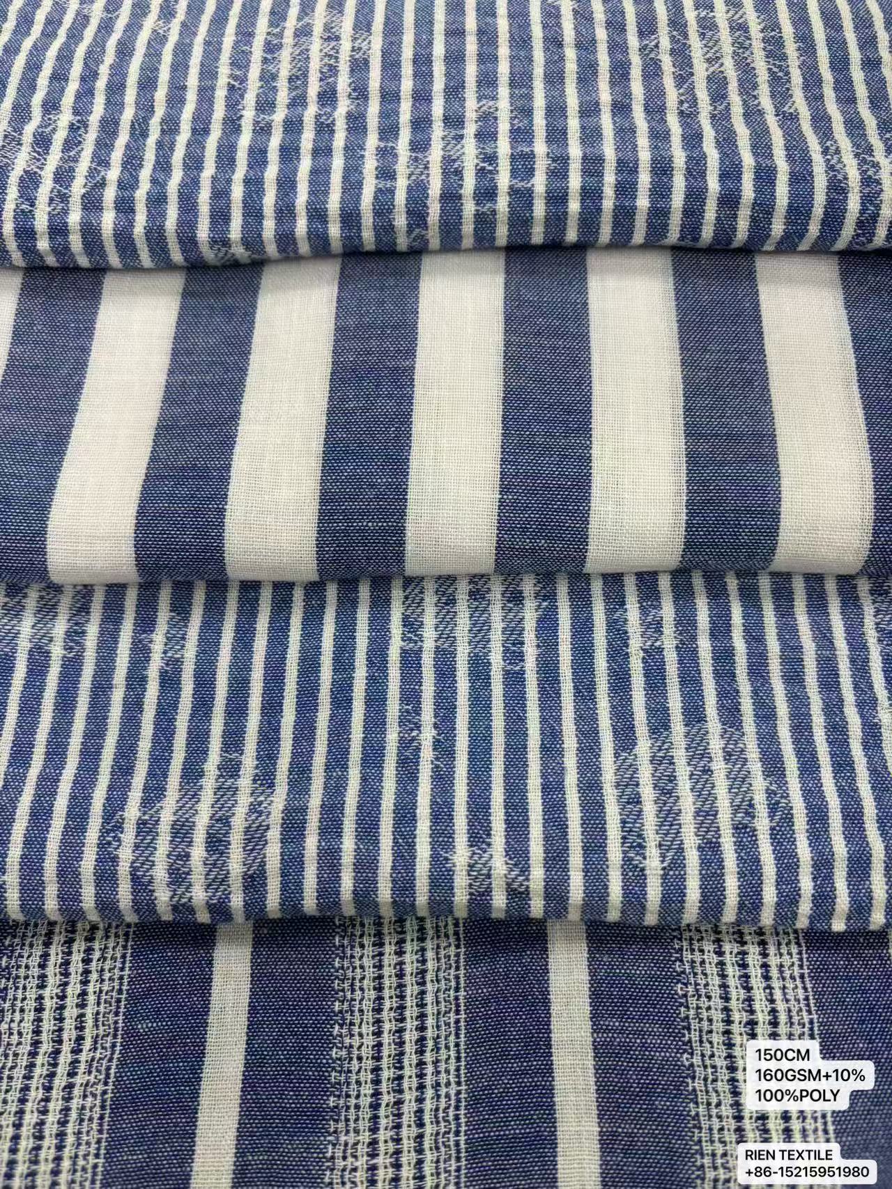 100%POLY Fake Linen Strip Jacquard