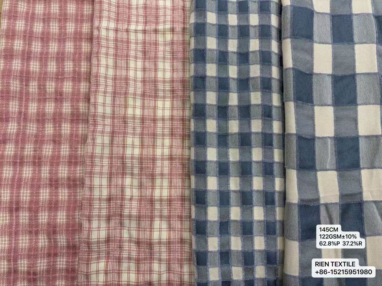 62.8%P 37.2%R Chenille Jacquard Check