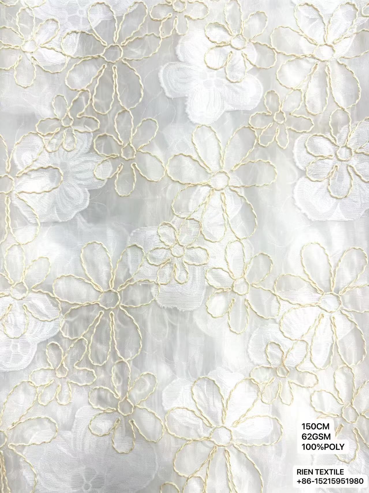 85% Nylon and Rayon Jacquard with Embroidery Fabric