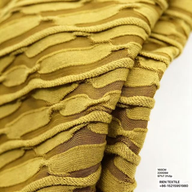 97%T 3%SP Knitted Double Layer Cloud Jacquard Fabric