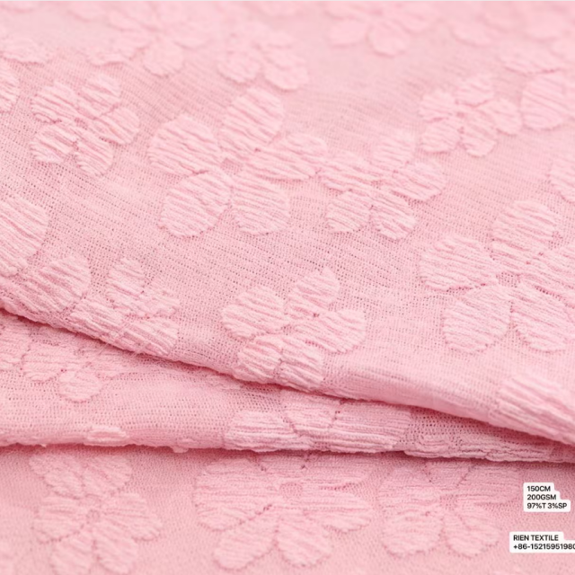 97%T 3%SP Knitted Double Layer Cloud Jacquard Fabric