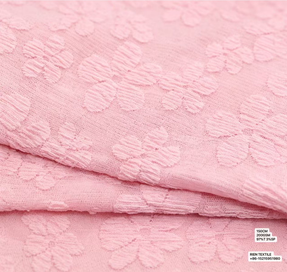 97%T 3%SP Knitted Double Layer Cloud Jacquard Fabric