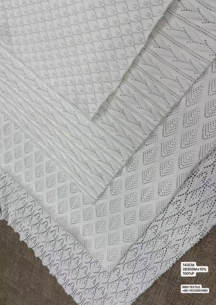 100%POLY Hollow‑Out Flat Machine Jacquard Knit Fabric