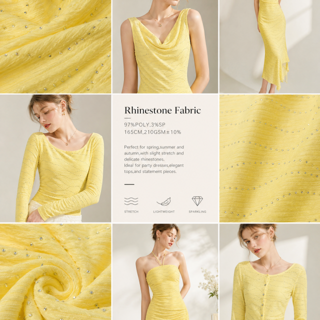 97%POLYESTER 3%SP RHINESTONE FABRIC