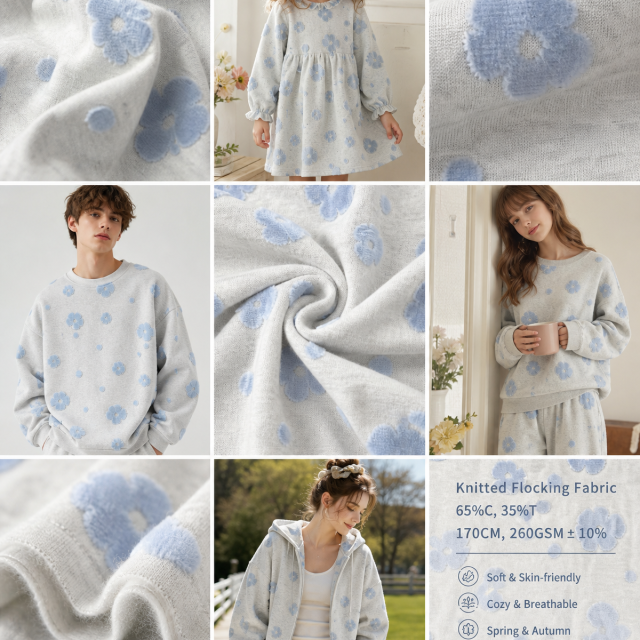 65%COTTON 35%POLYESTER COTTON POLY KNIT FLOCKING FABRIC