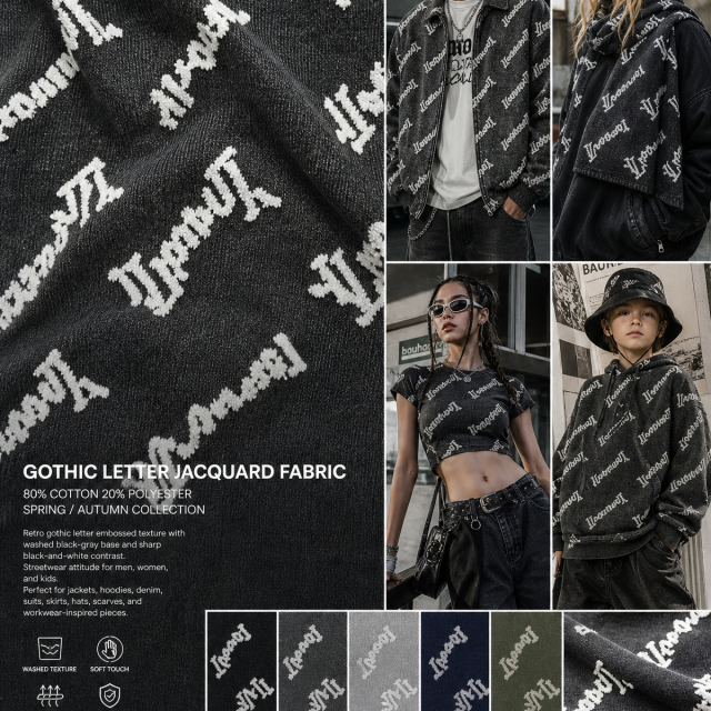 80%COTTON 20%POLYESTER GOTHIC LETTER JACQUARD FABRIC