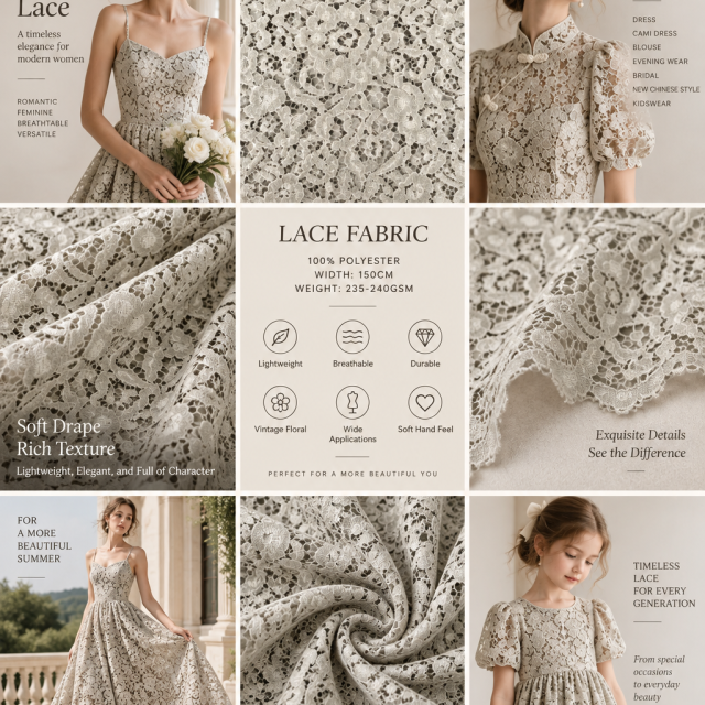 100%POLY VINTAGE FLORAL LACE