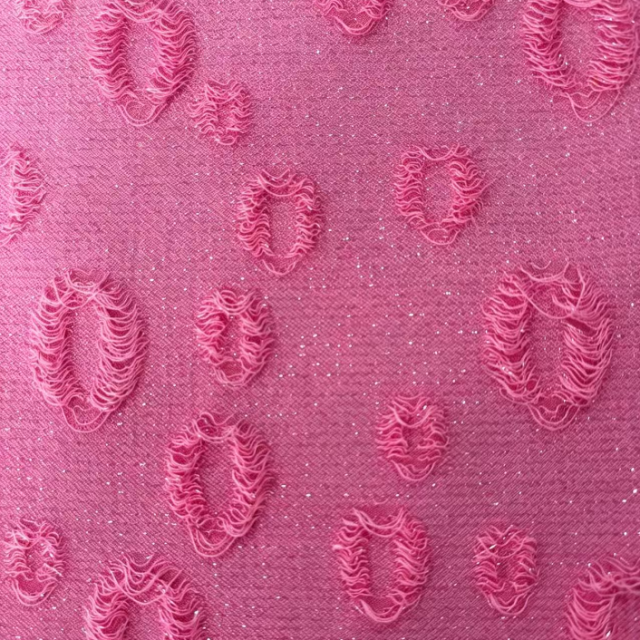 91%POLYESTER 4%SILVER METALLIC FIBER 5%SP KNITTED SILVER-YARN CUT-FLOWER FABRIC