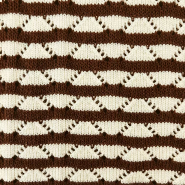 60%RAYON 40%COTTON BROWN&CREAM HOLLOW STRIPE KNIT FABRIC