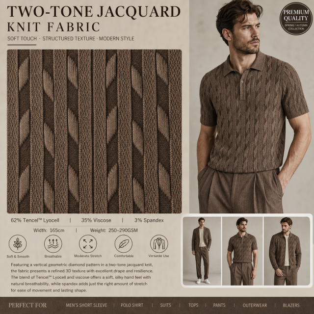 62% LINEN 35% VISCOSE 3%SP GEOMETRIC JACQUARD KNIT FABRIC