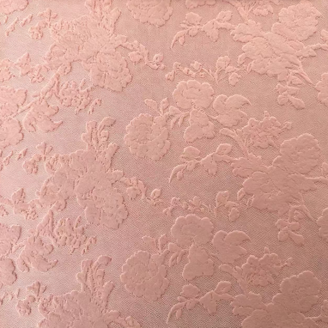 69% POLY 23%R 8%SP PINK FLORAL JACQUARD FABRIC
