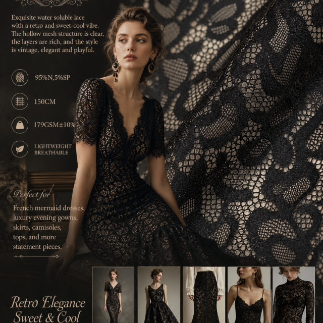95%NYLON 5%SP WATER SOLUBLE STRETCH LACE FABRIC