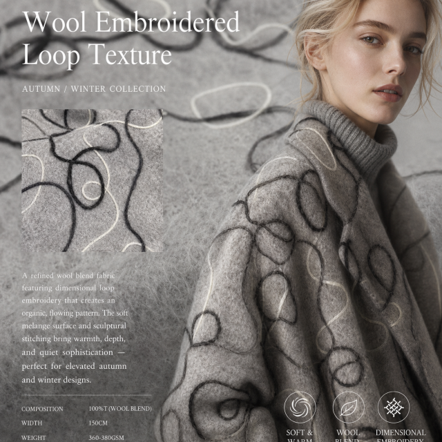100% POLYESTER EMBROIDERED LOOP WOOL