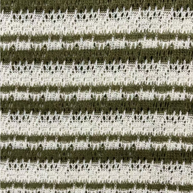 100% POLYESTER STRIPED OPEN KNIT FABRIC