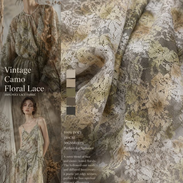 100% POLYESTER LACE PRINT JACQUARD FABRIC