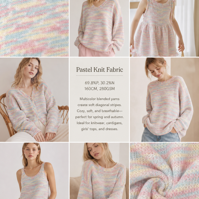 69.8% POLY 30.2% N PASTEL KNIT FABRIC