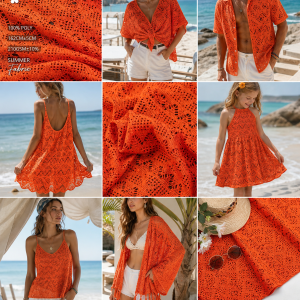 100% POLYESTER RETRO HOLLOW KNIT JACQUARD FABRIC
