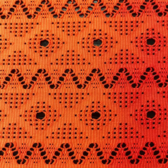 100% POLYESTER RETRO HOLLOW KNIT JACQUARD FABRIC