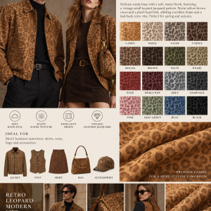 100% POLYESTER LEOPARD JACQUARD SUEDE FABRIC