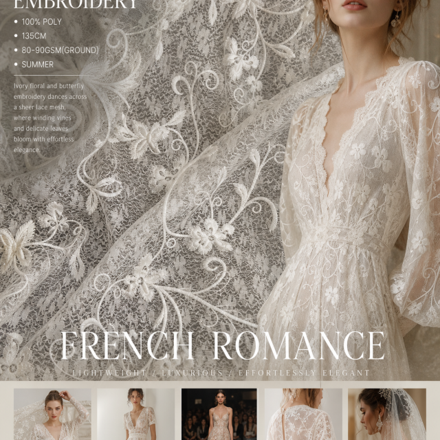 100% POLYESTER LACE EMBROIDERY JACQUARD FABRIC