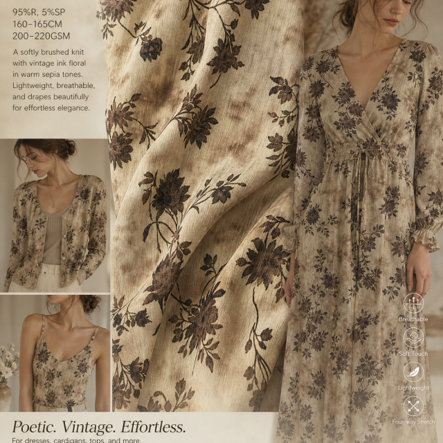 95% RAYON 5%SP FLORAL JACQUARD KNIT FABRIC