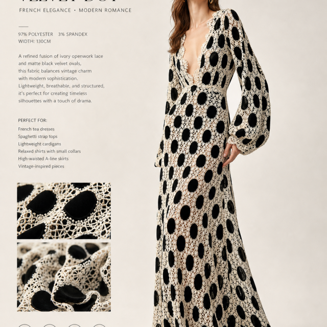 97%POLYESTER 3%SP HOLLOW LACE&VELVET FABRIC