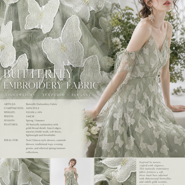 100% POLYESTER 3D BUTTERFLY JACQUARD MESH