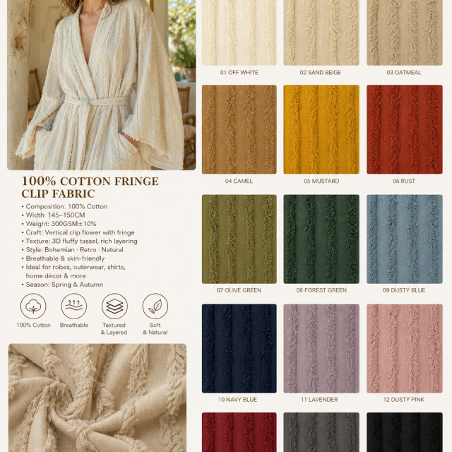 100%COTTON FRINGE CLIPPED FABRIC