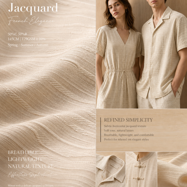 50%COTTON 50%RAYON WOVEN TEXTURE JACQUARD FABRIC
