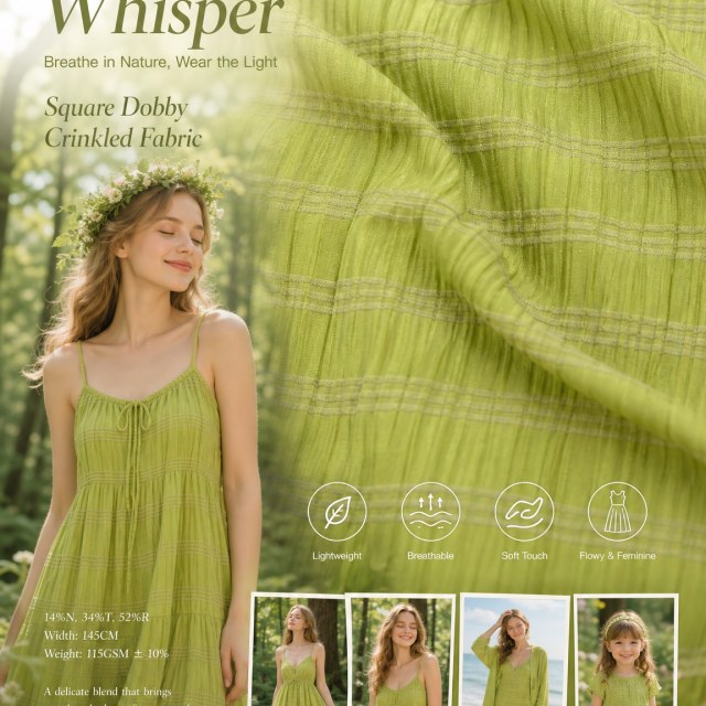 14%NYLON 34%POLYESTER 52%RAYON HORIZONTAL-SQUARE DOBBY-STRIPED FABRIC