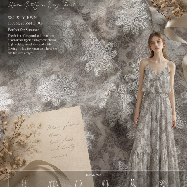 60% POLYESTER 40%NYLON FLORAL JACQUARD