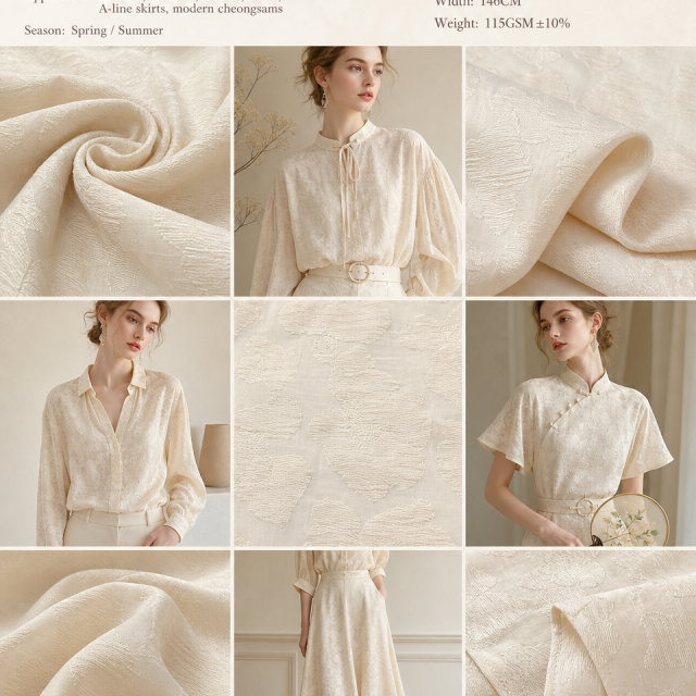 20% NYLON 56%TENCEL 24% LINEN FLORAL JACQUARD FABRIC