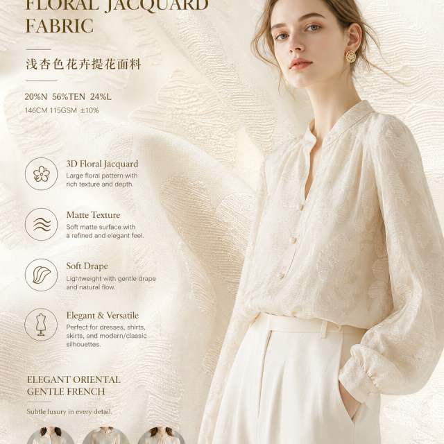 20% NYLON 56%TENCEL 24% LINEN FLORAL JACQUARD FABRIC