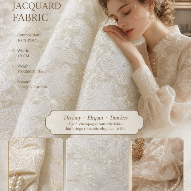 100% POLYESTER BUTTERFLY JACQUARD FABRIC