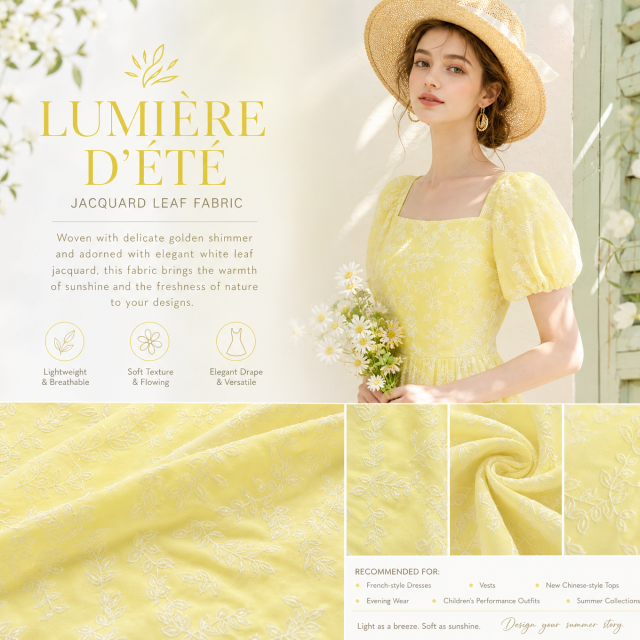 97% POLYESTER 3%SP GOLDEN LEAF JACQUARD