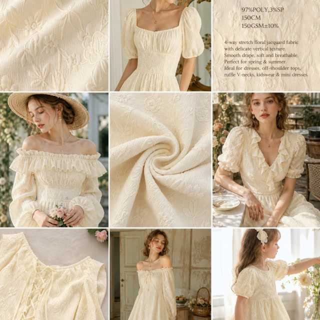 97%POLYESTER 3%SP 4-WAY STRETCH JACQUARD FABRIC