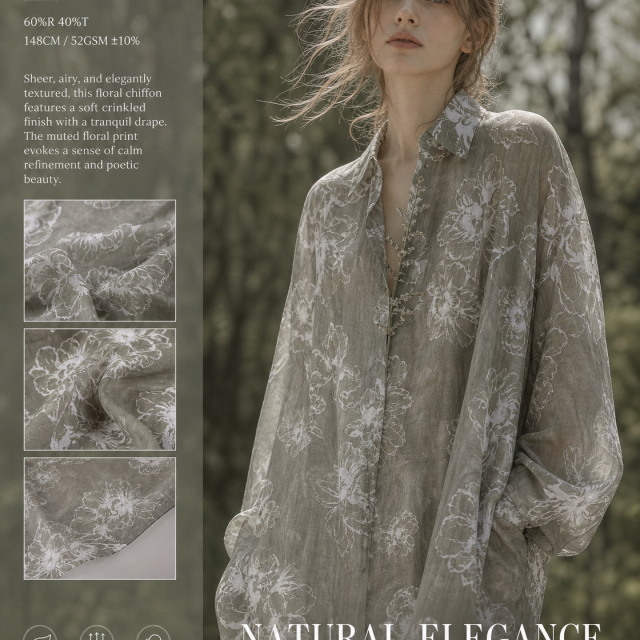 60%RAYON  40%POLYESTER FLORAL CHIFFON