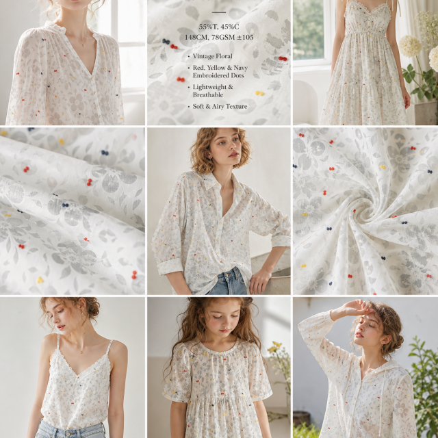 55% POLYESTER 45%COTTON BURNOUT & JACQUARD COTTON FABRIC