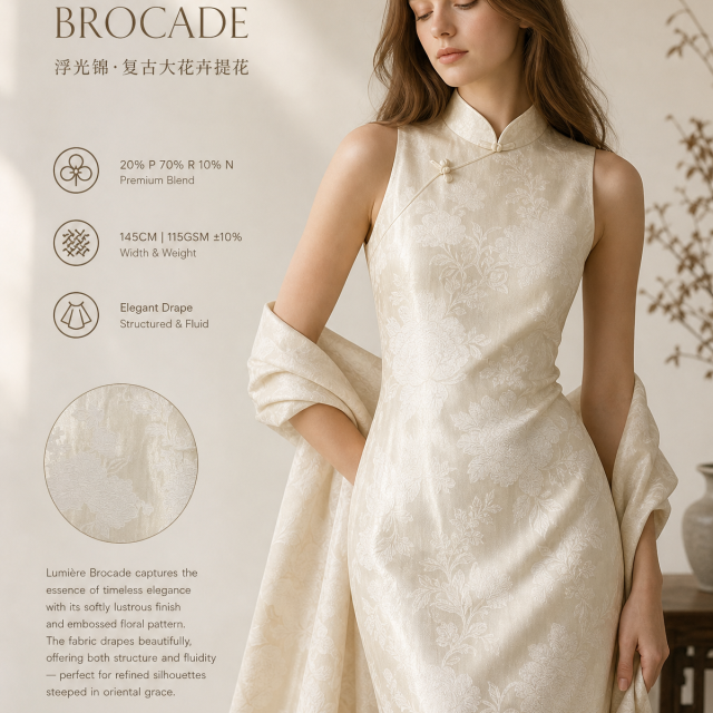 20%POLYESTER 70%RAYON 10%NYLON LUXURIOUS FLORAL JACQUARD