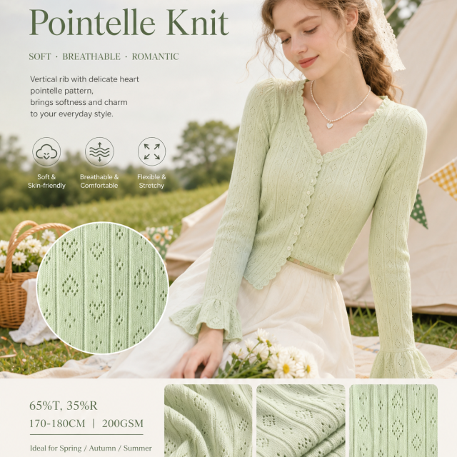 65%POLYESTER 35%RAYON EYELET JACQUARD KNIT FABRIC