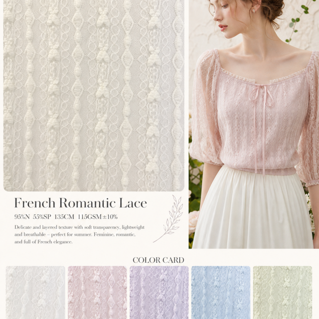 95%NYLON 5%SP FRENCH ROMANTIC LACE FABRIC