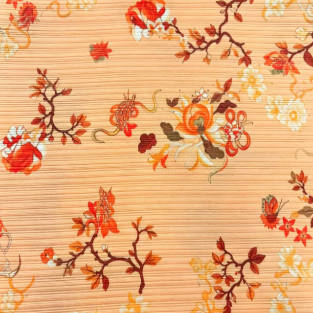 95%RAYON 5%SP RIBBED KNIT VINTAGE FLORAL PRINT FABRIC