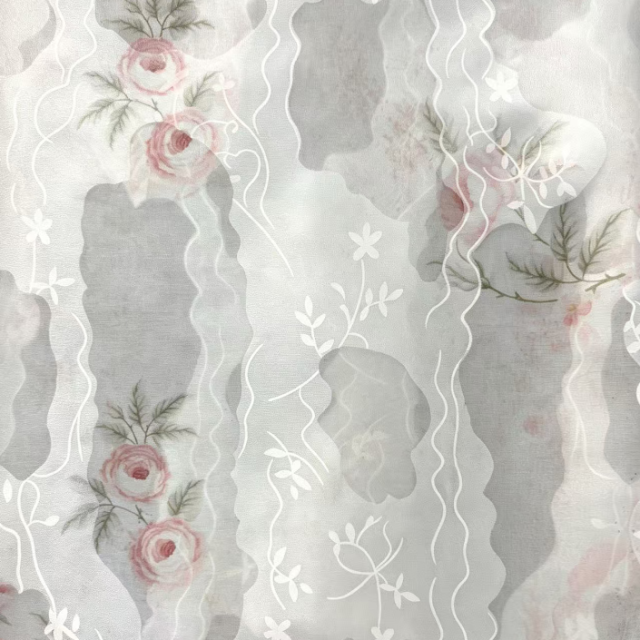 50%RAYON 50%POLYESTER BURNOUT WATERCOLOR FLORAL FABRIC