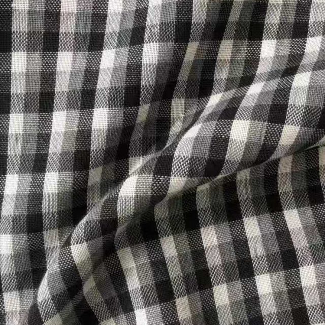 100%POLYESTER LINEN LOOK GINGHAM FABRIC